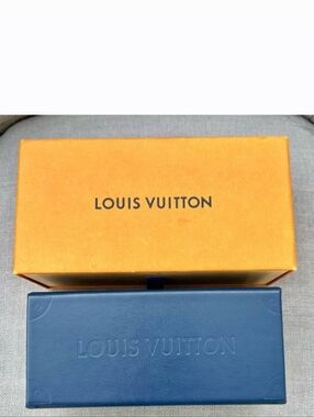 Louis Vuitton Navy Sunglasses Case with Lenscloth, Card, & Gift Box